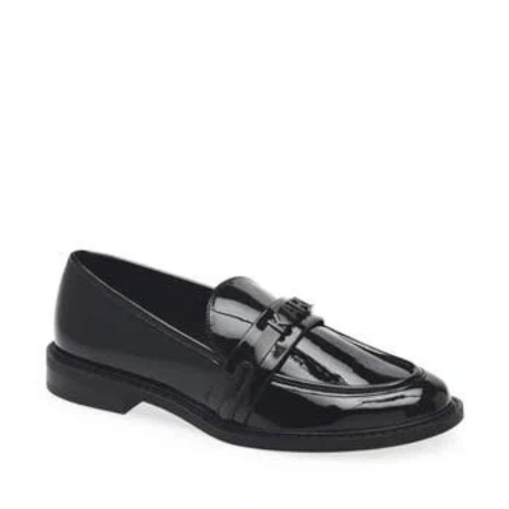 Karl Lagerfeld Rainn Black Patent Logo Loafer   Sz: 10